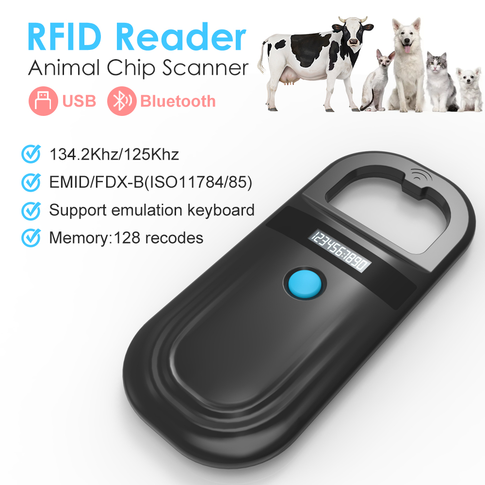 Pet Supplies Online - Siyah Hayvan RFID Okuyucu 134.2KHz 125kHz